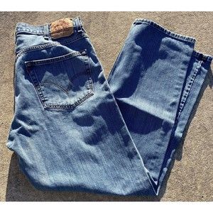 Levi's Men Jeans 38x32 Tag Blue 505 Regular Straight Medium Cotton Denim